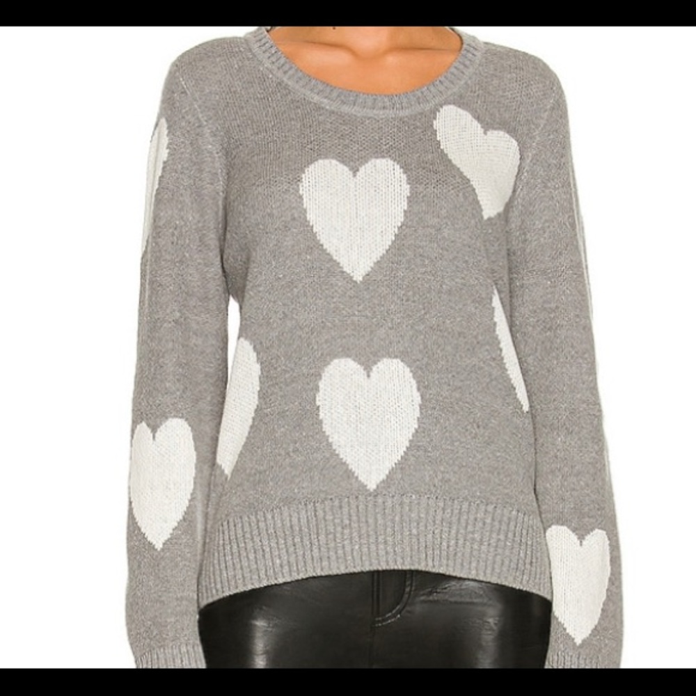 Chaser - Grey and White Heart Sweater - Size S
